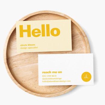 hello yellow retro modern minimal stylish trendy business card