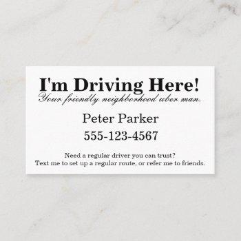 hey! i'm driving here! business card