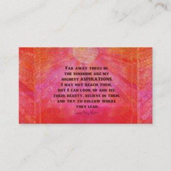 highest aspirations quote louisa may alcott business card