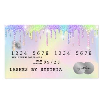 Small Holograph Unicorn Dripping Credit Card Lashes Front View