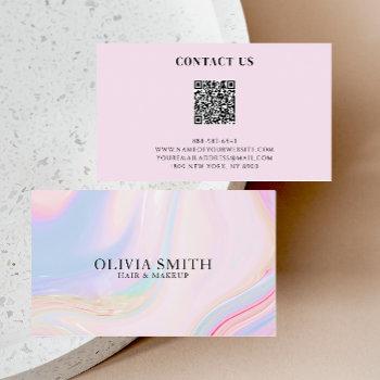 holographic qr code abstract wavy lines beauty     business card