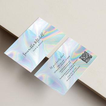 holographic qr code beautician salon handmade business card