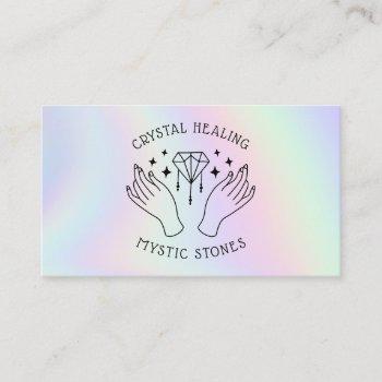 holographic spiritual crystal healer mystic hands business card