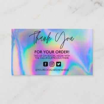 holographic thank you trendy salon business card