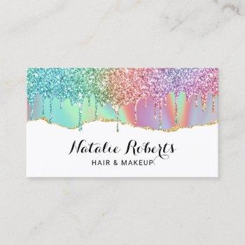 holographic unicorn glitter drips beauty salon #2 business card
