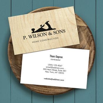home construction and carpenter wood grain business card