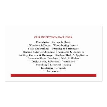 Small Home Inspection Business Card Back View
