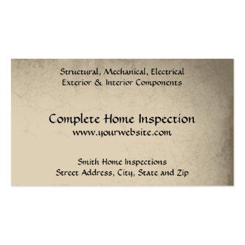Small Home Inspection Inspector Business Card Back View