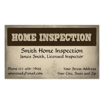 Small Home Inspection Inspector Business Card Front View