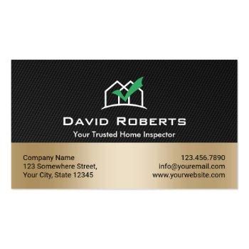 Small Home Inspection Modern Black & Gold Real Estate Business Card Front View