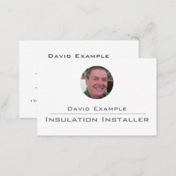 home insulation installer with photo of holder business card