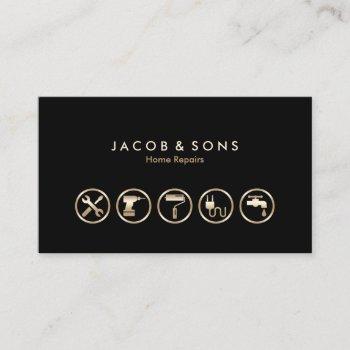 home repairs gold icons business card