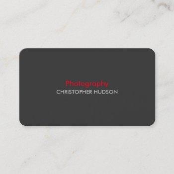 Small Horizontal Red Gray Photography Business Card Front View