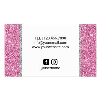 Small Hot Pink Glitter Lips Makeup Artist Beauty Salon Business Card Back View