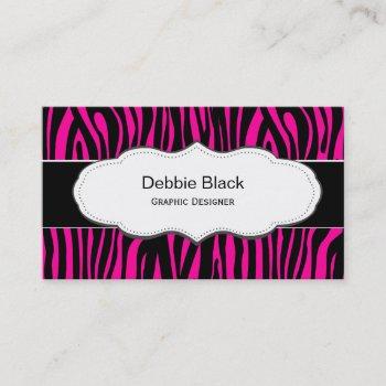 hot pink zebra print business cards