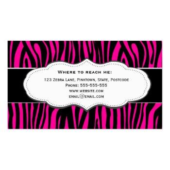 Small Hot Pink Zebra Print Business Cards Back View