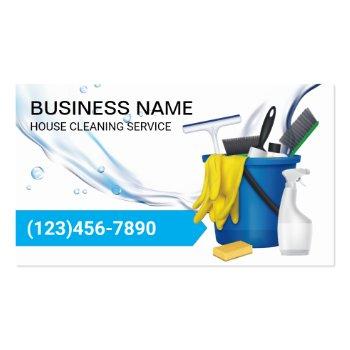Small House Cleaning Housekeeping Service Water Flows Business Card Front View