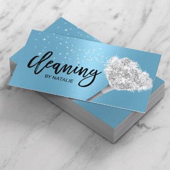 house cleaning maid service elegant blue business card