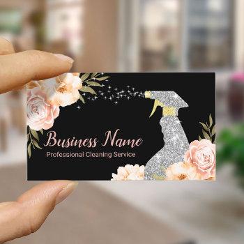 house cleaning maid service vintage floral business card