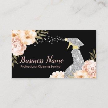 house cleaning maid service vintage floral business card
