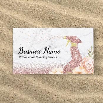 house cleaning modern rose gold glitter marble  business card