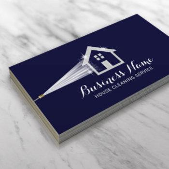 house cleaning power wash roof cleaning navy blue business card