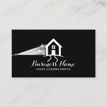 house cleaning pressure washing house logo black business card