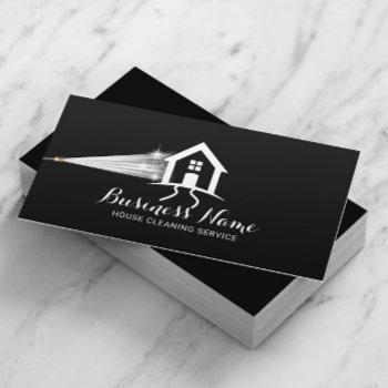 house cleaning pressure washing house logo black business card