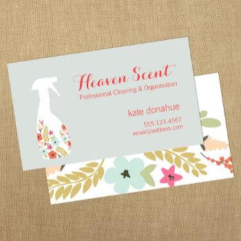 house cleaning service floral spray bottle  business card