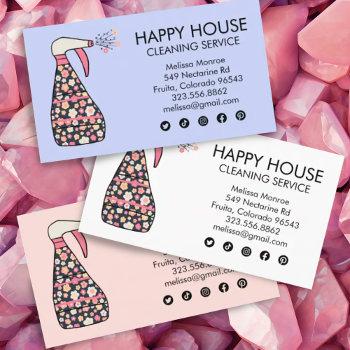 house cleaning services janitor daisy spray bottle business card