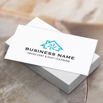 house & fan logo dryer vent & duct cleaning plain  business card