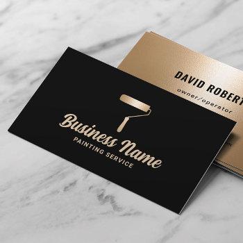 house painter modern black & gold painting service business card