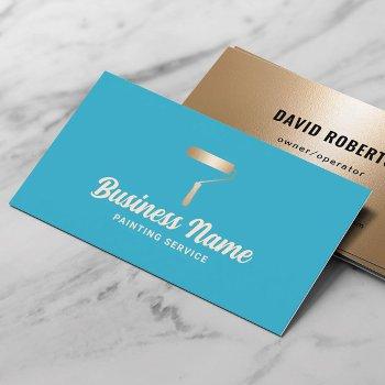 house painter turquoise & gold painting service business card