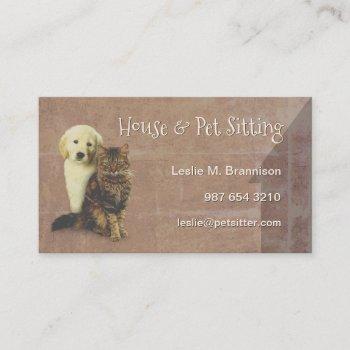 house & pet sitting dog & cat business card