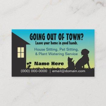house / pet sitting & plant watering business card