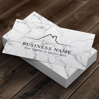 house roof logo real estate modern marble business card