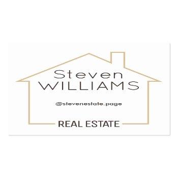 Small House Shape Tan Frame Square Business Card Front View