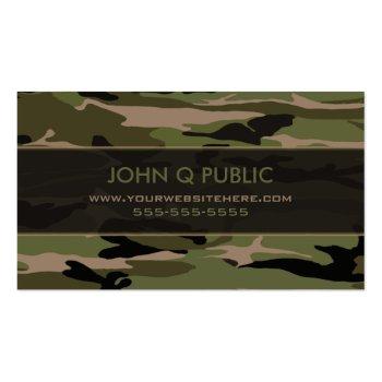 Small Hunter Green Camo Pattern Business Card Front View