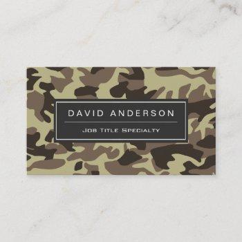 hunter stylish military camouflage camo pattern business card