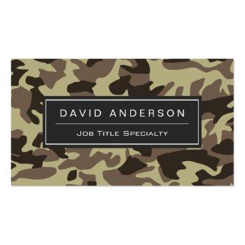 Small Hunter Stylish Military Camouflage Camo Pattern Business Card Front View