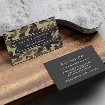 hunter stylish military camouflage camo pattern business card