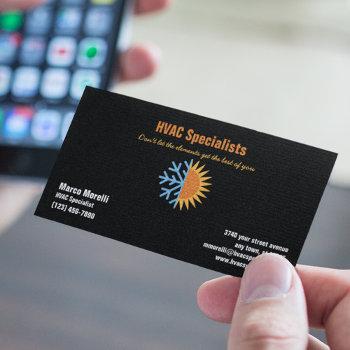 hvac heating and cooling specialists business card