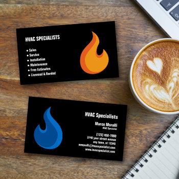 hvac heating and cooling specialists business card
