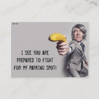 i challenge you to a banana duel - parking note business card