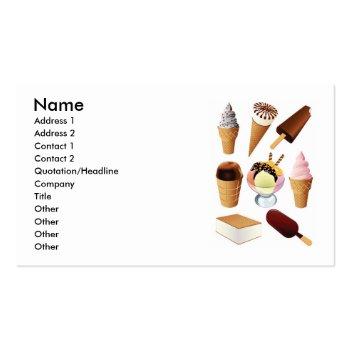 Small Ice Cream, Name, Address 1, Address 2, Contact ... Business Card Front View