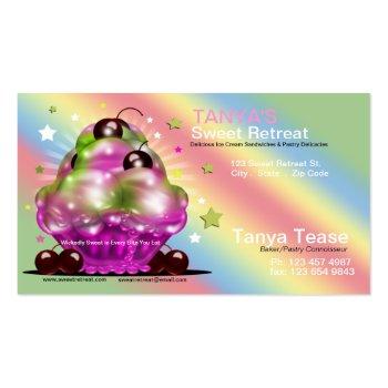 Small Ice Cream Sundae Tart Cherry Topping Business Card Front View