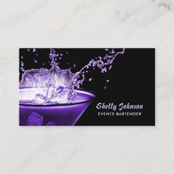icy purple beverage splash edgy events bartender business card