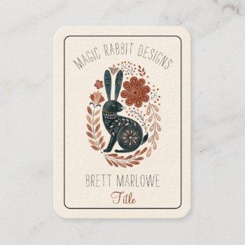 illustrated black rabbit  business card