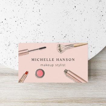 illustrated cosmetics makeup stylist blush business card