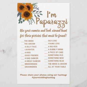 i'm paparazzi game card sunflowers wedding flyer